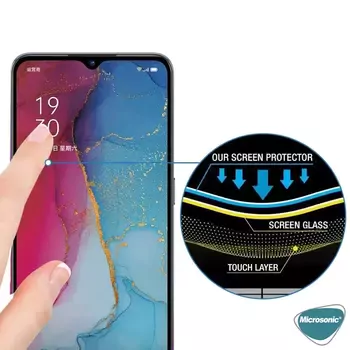 Microsonic Oppo Reno 3 Tam Kaplayan Temperli Cam Ekran Koruyucu Siyah