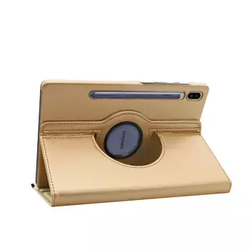 Microsonic Samsung Galaxy Tab S8 Ultra X900 Kılıf 360 Rotating Stand Deri Gold