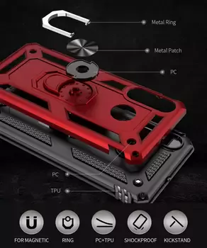 Microsonic Huawei P30 Lite Kılıf Military Ring Holder Gümüş