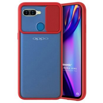 Microsonic Oppo A5S Kılıf Slide Camera Lens Protection Kırmızı