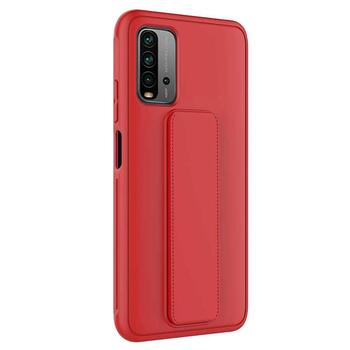 Microsonic Xiaomi Redmi Note 9 4G Kılıf Hand Strap Kırmızı