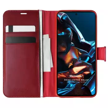 Microsonic Xiaomi Poco X5 Pro Kılıf Delux Leather Wallet Kırmızı
