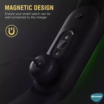 Microsonic Xiaomi Mi Band 6 Manyetik USB Şarj Kablosu Siyah