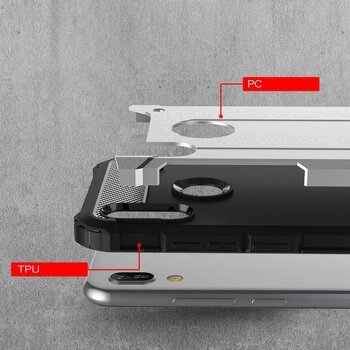 Microsonic Huawei Y6 2019 Kılıf Rugged Armor Gümüş