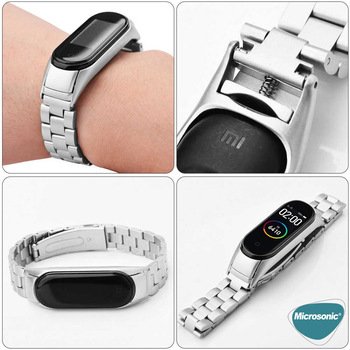 Microsonic Xiaomi Mi Band 4 Metal Stainless Steel Kordon Siyah