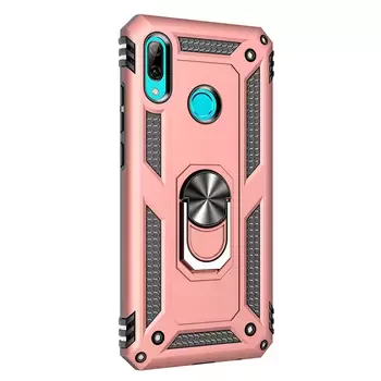 Microsonic Huawei P20 Lite Kılıf Military Ring Holder Rose Gold