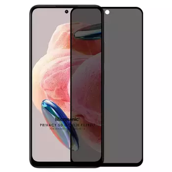 Microsonic Xiaomi Redmi Note 12 4G Privacy 5D Gizlilik Filtreli Cam Ekran Koruyucu Siyah