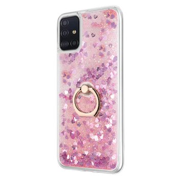 Microsonic Samsung Galaxy A71 Kılıf Glitter Liquid Holder Pembe