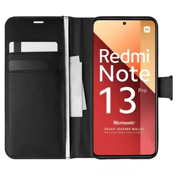 Microsonic Xiaomi Redmi Note 13 Pro 4G Kılıf Delux Leather Wallet Siyah