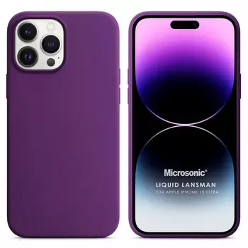 Microsonic Apple iPhone 15 Pro Kılıf Liquid Lansman Silikon Mor