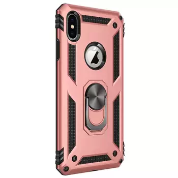 Microsonic Apple iPhone XS Max Kılıf Military Ring Holder Rose Gold