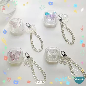 Microsonic Samsung Galaxy Buds FE Kılıf Butterfly Figürlü Şeffaf