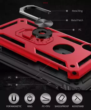 Microsonic Apple iPhone XR Kılıf Military Ring Holder Gümüş