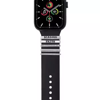 Microsonic Apple Watch 8 45mm Kordon Aksesuarı Blessed Faith Charm Gümüş