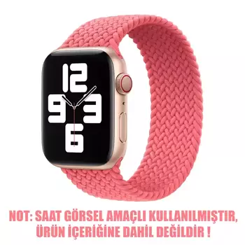 Microsonic Apple Watch Series 3 38mm Kordon, (Medium Size, 147mm) Braided Solo Loop Band Pembe