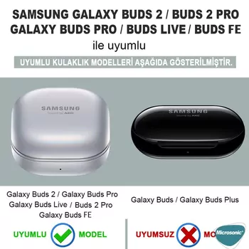 Microsonic Samsung Galaxy Buds FE Kılıf Kelebek Figürlü Parıltılı Şeffaf