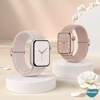 Microsonic Apple Watch Series 8 41mm Kordon Braided Loop Band Kırmızı