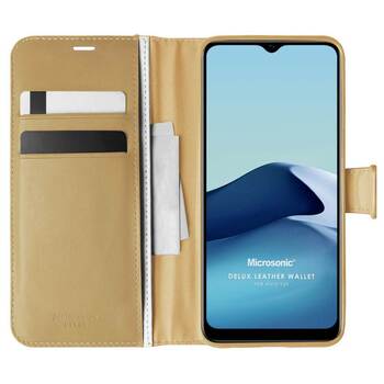 Microsonic Vivo Y11s Kılıf Delux Leather Wallet Gold