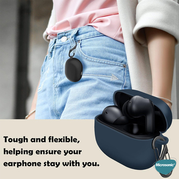 Microsonic Xiaomi Redmi Buds 8 Pro Kılıf Askılı Mat Silikon Beyaz