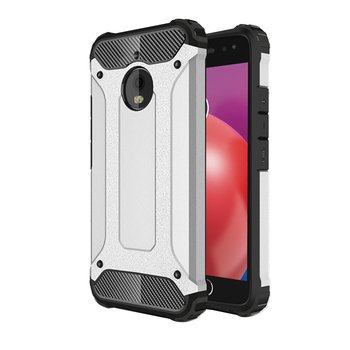 Microsonic Motorola Moto E4 Kılıf Rugged Armor Gümüş