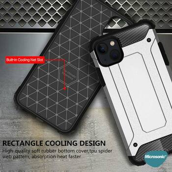 Microsonic Apple iPhone 13 Kılıf Rugged Armor Gümüş