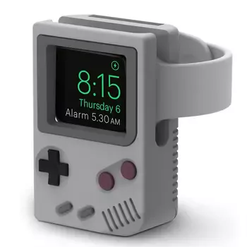 Microsonic Apple Watch SE 2022 44mm Masaüstü Şarj Standı Gameboy Gri