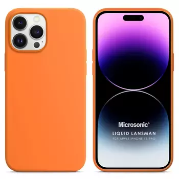 Microsonic Apple iPhone 15 Pro Kılıf Liquid Lansman Silikon Turuncu