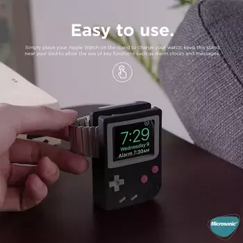 Microsonic Apple Watch 8 45mm Masaüstü Şarj Standı Gameboy Siyah