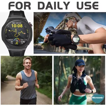 Microsonic Huawei Watch GT 6 Pro 46mm Kılıf Ekranı Tam Kaplayan 360 Full Round Soft Silicone Siyah