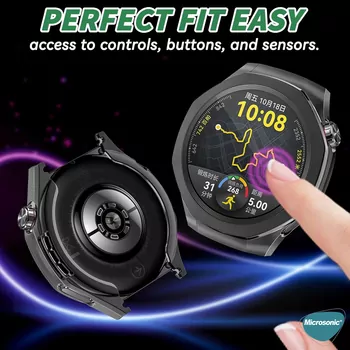 Microsonic Huawei Watch GT 6 Pro 46mm Kılıf Ekranı Tam Kaplayan 360 Full Round Soft Silicone Siyah