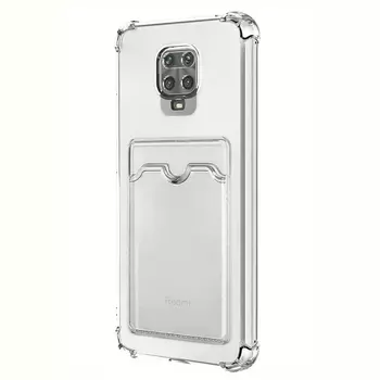 Microsonic Xiaomi Redmi Note 9S Card Slot Shock Kılıf Şeffaf