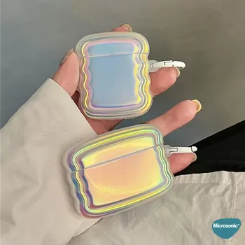 Microsonic Airpods 4.Nesil / ANC Kılıf Zigzag Hologram Çok Renkli