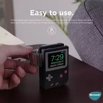 Microsonic Apple Watch 8 41mm Masaüstü Şarj Standı Gameboy Siyah