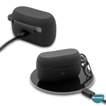 Microsonic Jabra Elite 4 Active Kılıf Askılı Mat Silikon Siyah