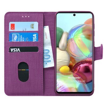 Microsonic Samsung Galaxy A71 Kılıf Fabric Book Wallet Mor