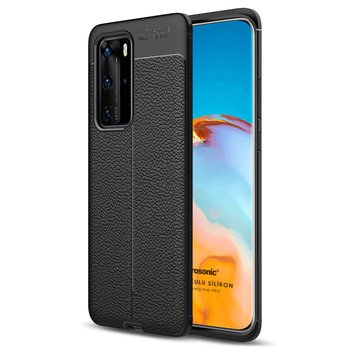 Microsonic Huawei P40 Pro Kılıf Deri Dokulu Silikon Siyah