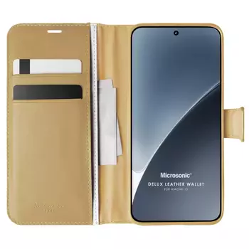 Microsonic Xiaomi 15 Kılıf Delux Leather Wallet Gold