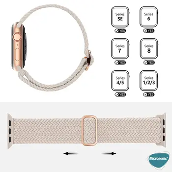 Microsonic Apple Watch Series 9 45mm Kordon Knitted Fabric Loop Sarı