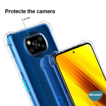 Microsonic Xiaomi Poco X3 Pro Kılıf Anti Shock Silikon Şeffaf