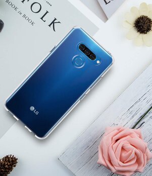 Microsonic LG Q60 Kılıf Transparent Soft Beyaz