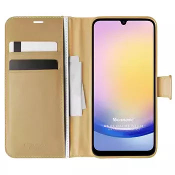 Microsonic Samsung Galaxy A25 Kılıf Delux Leather Wallet Gold