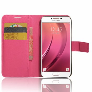 CaseUp Samsung Galaxy C7 Cüzdanlı Suni Deri Kılıf Pembe