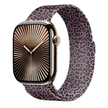 Microsonic Apple Watch Series 8 45mm Kordon Luxe Metal Leopard Lila