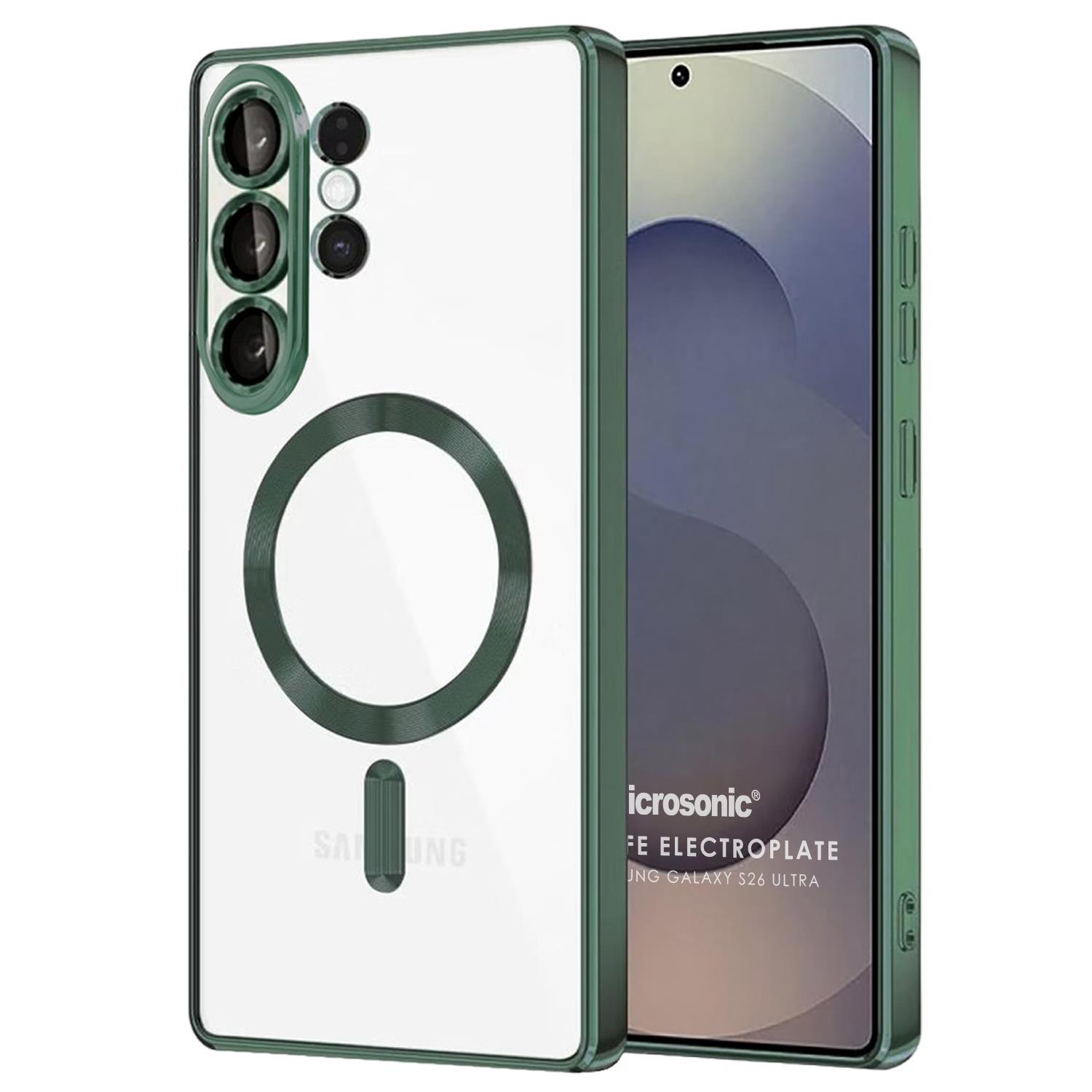 Microsonic Samsung Galaxy S26 Ultra Kılıf MagSafe Luxury Electroplate Yeşil