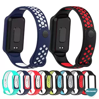 Microsonic Amazfit Band 7 Rainbow Sport Band Kordon Siyah Gri