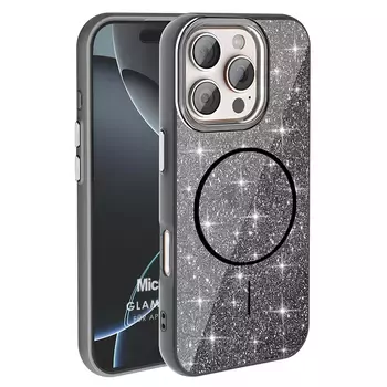 Microsonic Apple iPhone 16 Pro Max Kılıf GlamGrip Luxe Siyah