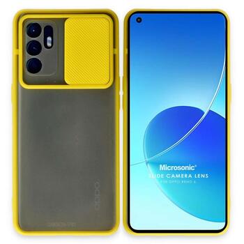 Microsonic Oppo Reno 6 4G Kılıf Slide Camera Lens Protection Sarı