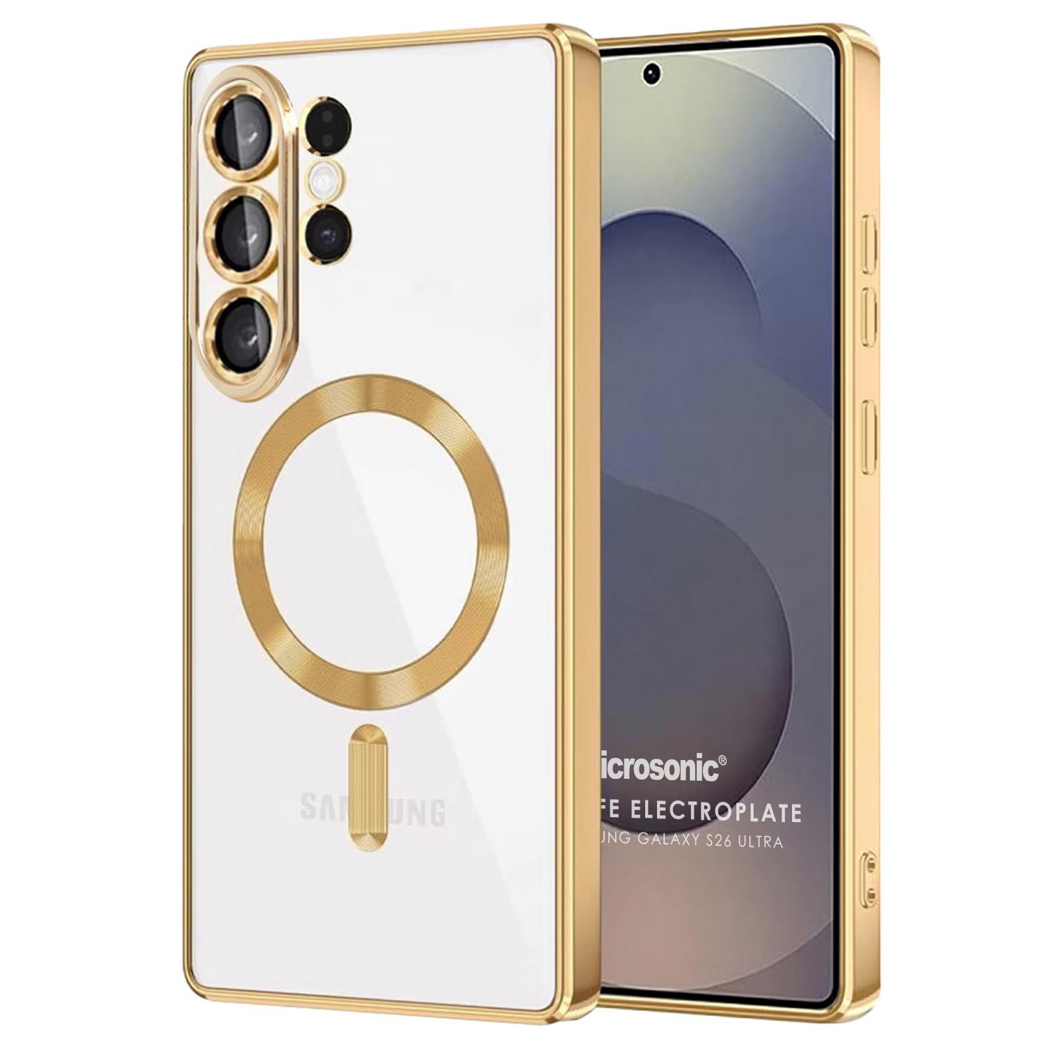 Microsonic Samsung Galaxy S26 Ultra Kılıf MagSafe Luxury Electroplate Gold