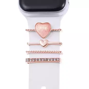 Microsonic Apple Watch Ultra Kordon Süsü Charm İnci Kalp Rose Gold