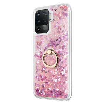 Microsonic Oppo Reno 5 Lite Kılıf Glitter Liquid Holder Pembe